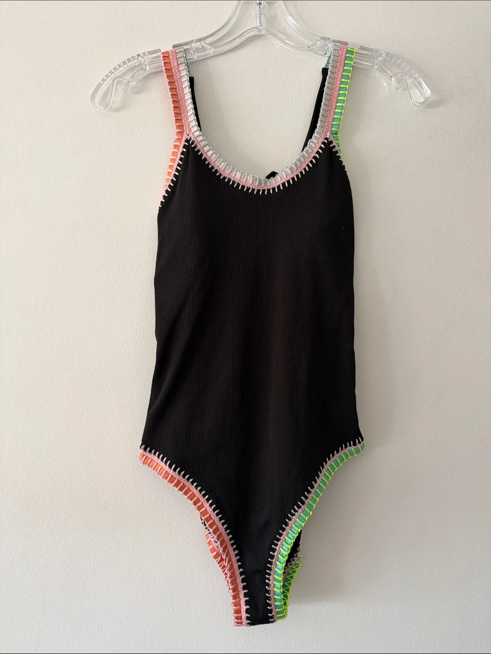 Platinum Swimwear Solange Ferrarini Neon Crochet Ribbed One Piece Swimsuit M